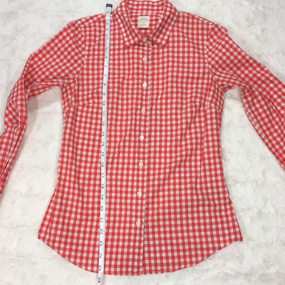 J. Crew Perfect Shirt Orange Gingham Button Down - Picture 5 of 5